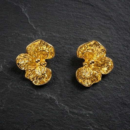 Gold-Tone Floral Statement Stud Earrings