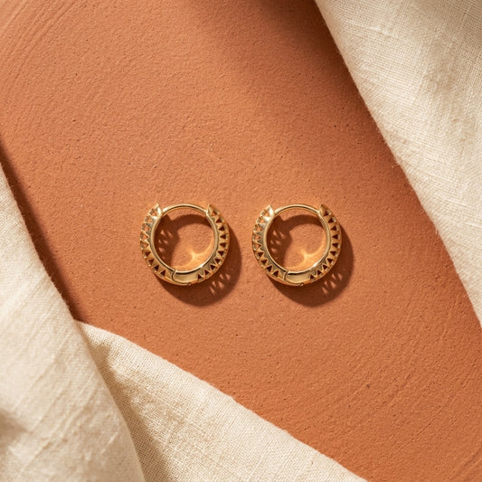 Gold Textured Half Hoop Earrings