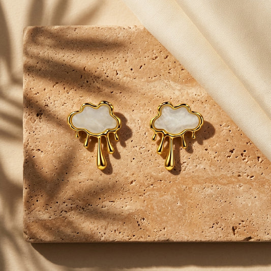 Gold-Tone Cloud Drop Statement Earrings