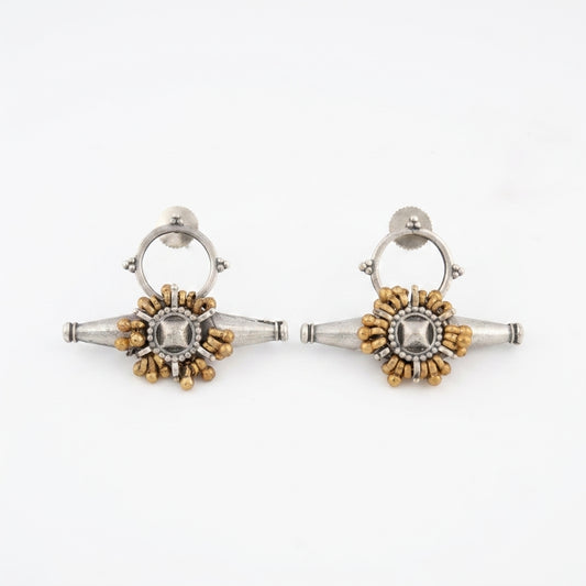 Vintage Blossom Oxidized Stud Earrings