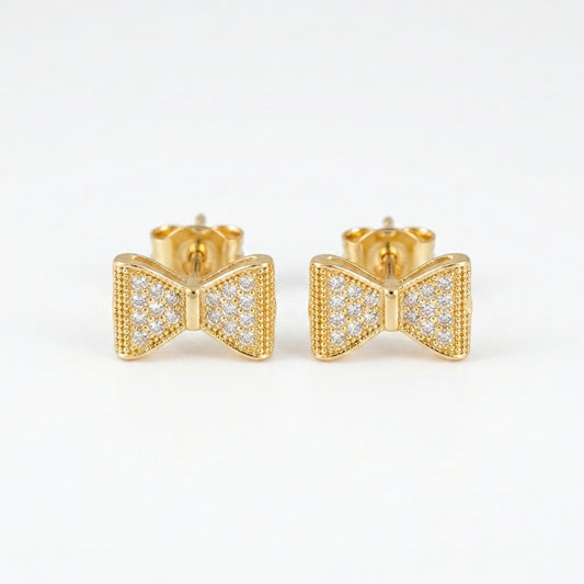 Sparkling Bow Tie Stud Earrings