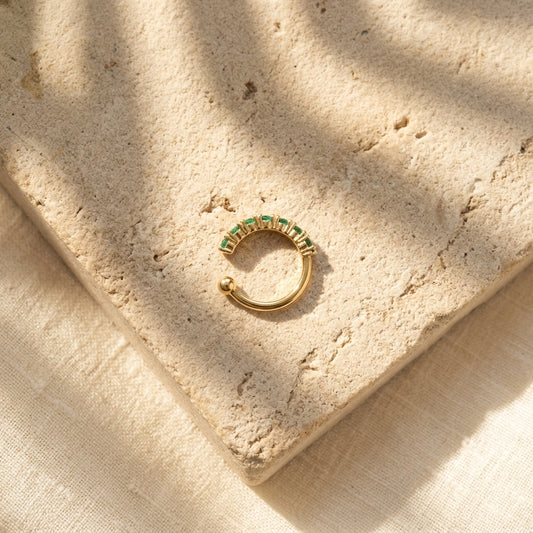 Pusha Rose Gold Stylish Emrald Green Sparkle Nose Ring