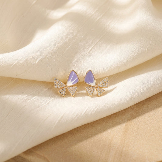 Lavender Elegance Bow Earrings