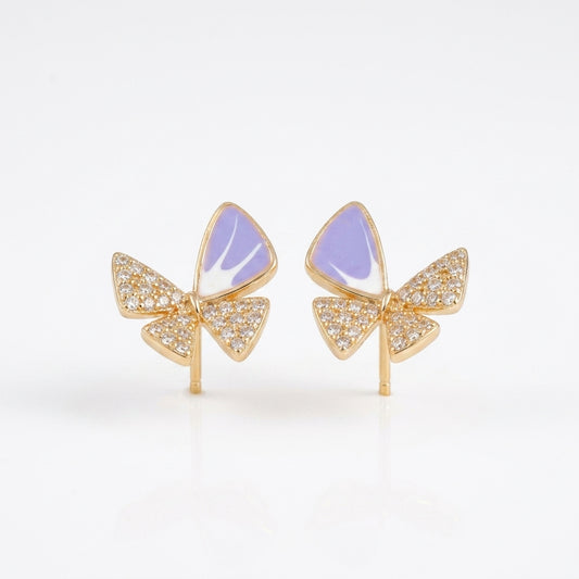Lavender Elegance Bow Earrings