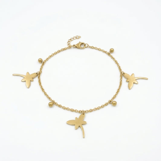 Golden Dragonfly Charm Bracelet