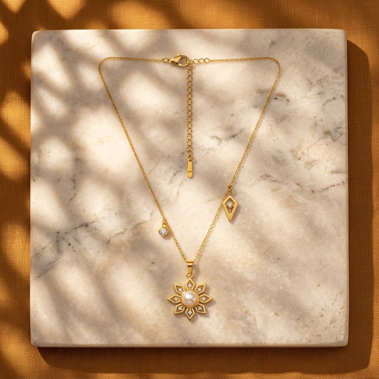 Sunburst Pearl Pendant Necklace