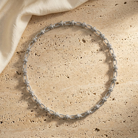 Silver Orbit Knot Necklace