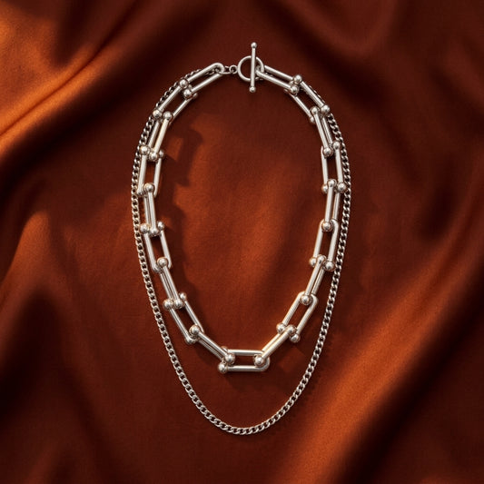 Silver Fusion Link Layered Necklace