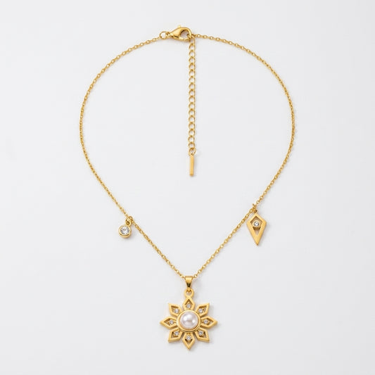Sunburst Pearl Pendant Necklace