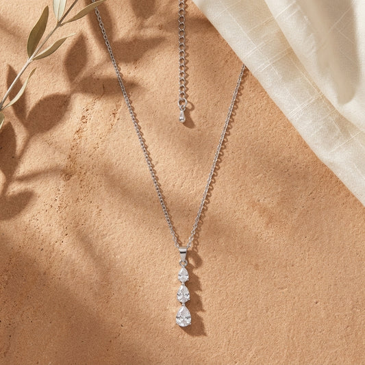 Sterling silver triple teardrop cz pendant