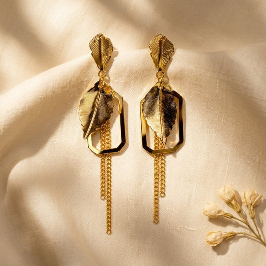 Leaf Drop Chain Earring