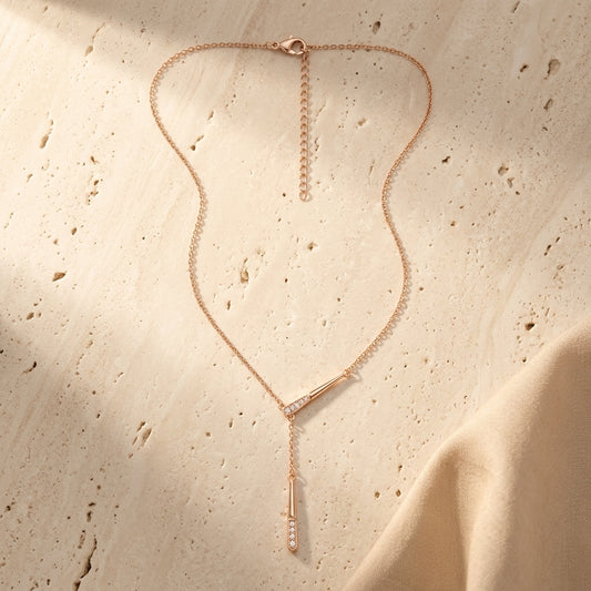 Golden Sleek Drop Pendant Necklace