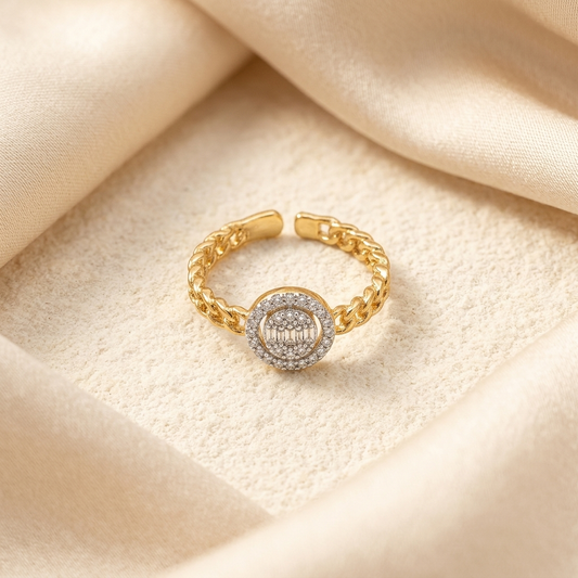 Elegant Gold-Tone Crystal Embellished Ring