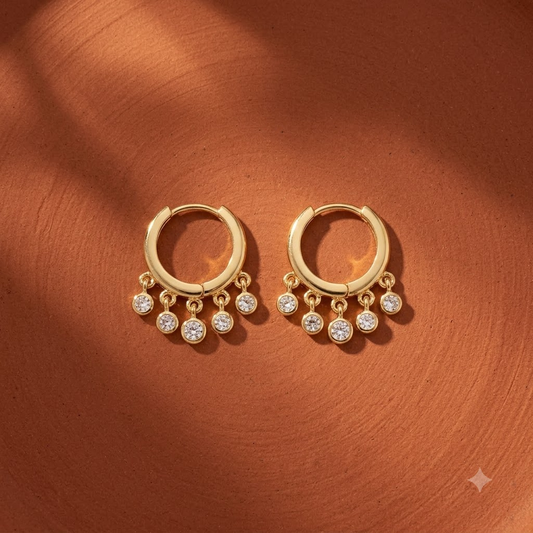 Gold-Tone Crystal Charm Hoop Earrings