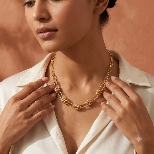 Gold Plated Chunky Link Statement Necklace