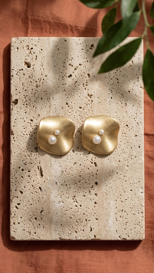 Lunar Petal Stud Earrings