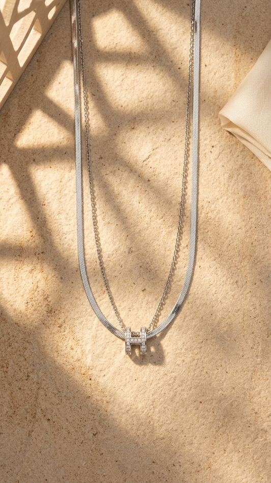 Halo H Pendant Necklace