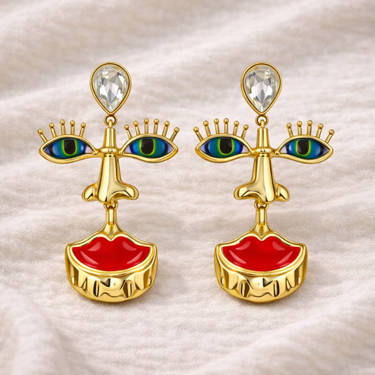 Luxe Look Eye-Lip Earrings