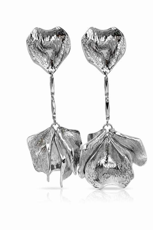 Royal Petalia Silver Statement Earrings