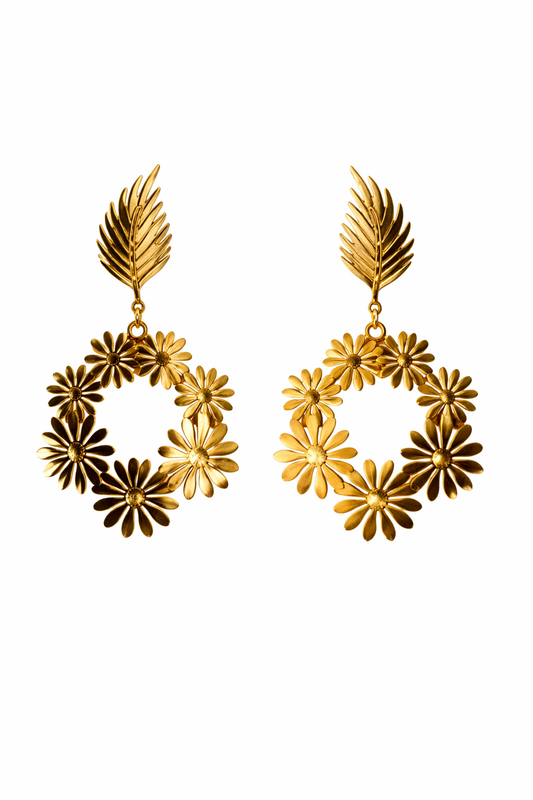 Floral Leaf Hoop Earrings