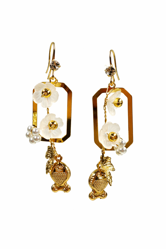 Elegant Floral Charm Drop Earrings