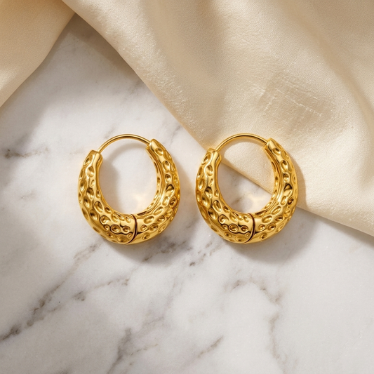 Gold Textured Hoop Earrings