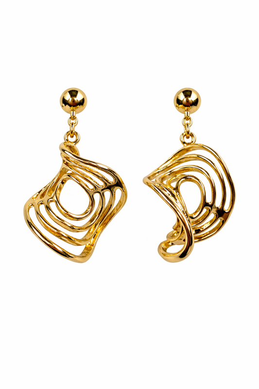 Gold-Tone Layered Crescent Drop Earrings