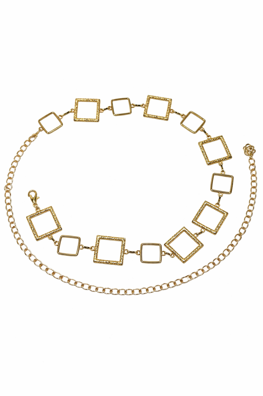 Geometric Gold Chain Statement Waist Belt