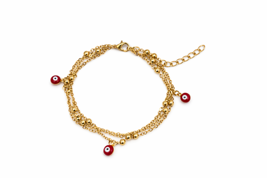 Gold Plated Evil Eye Charm Anklet for Women