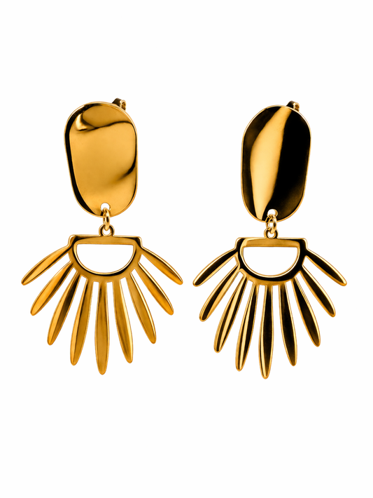 Golden Sunburst Drop Earrings