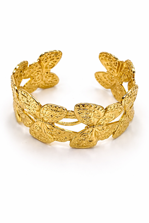 Golden Butterfly Open Cuff Bracelet