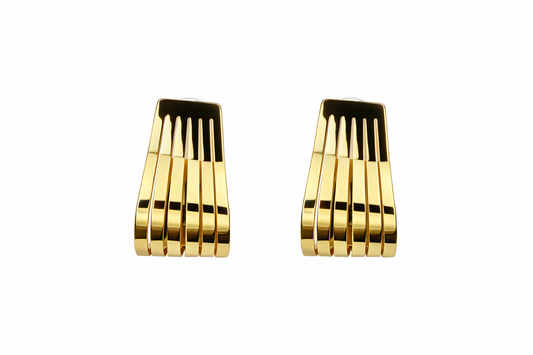 Gold-Tone Ribbed Statement Hoop Earring