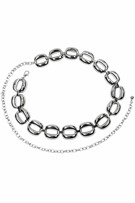 Silver Tone Chunky Chain Waist Belt