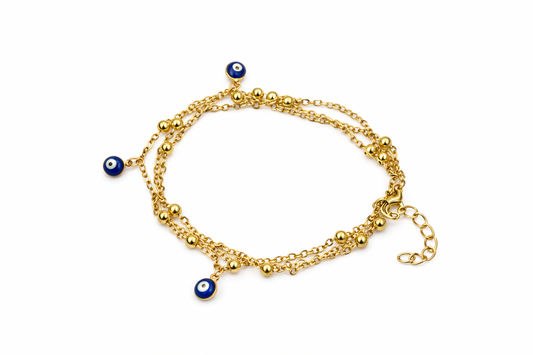 PUSHA Nazar Guard Multi-Layer Gold Anklet