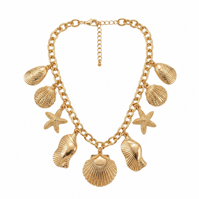 Gold-Plated Shell & Starfish Necklace