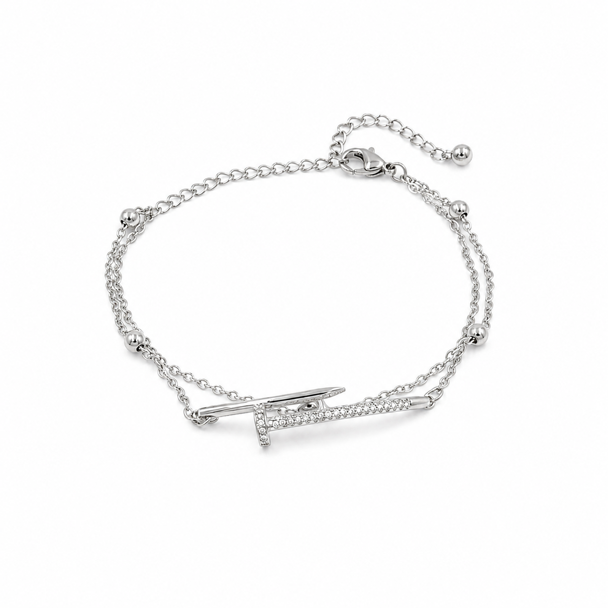 Silver Nail Charm Bracelet