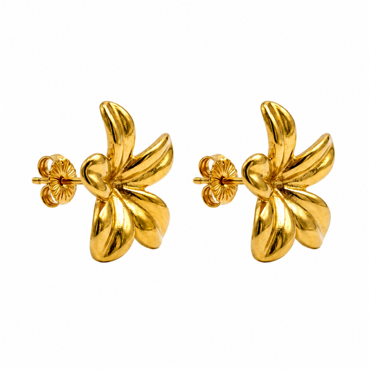 Golden Blossom Floral Stud Earrings