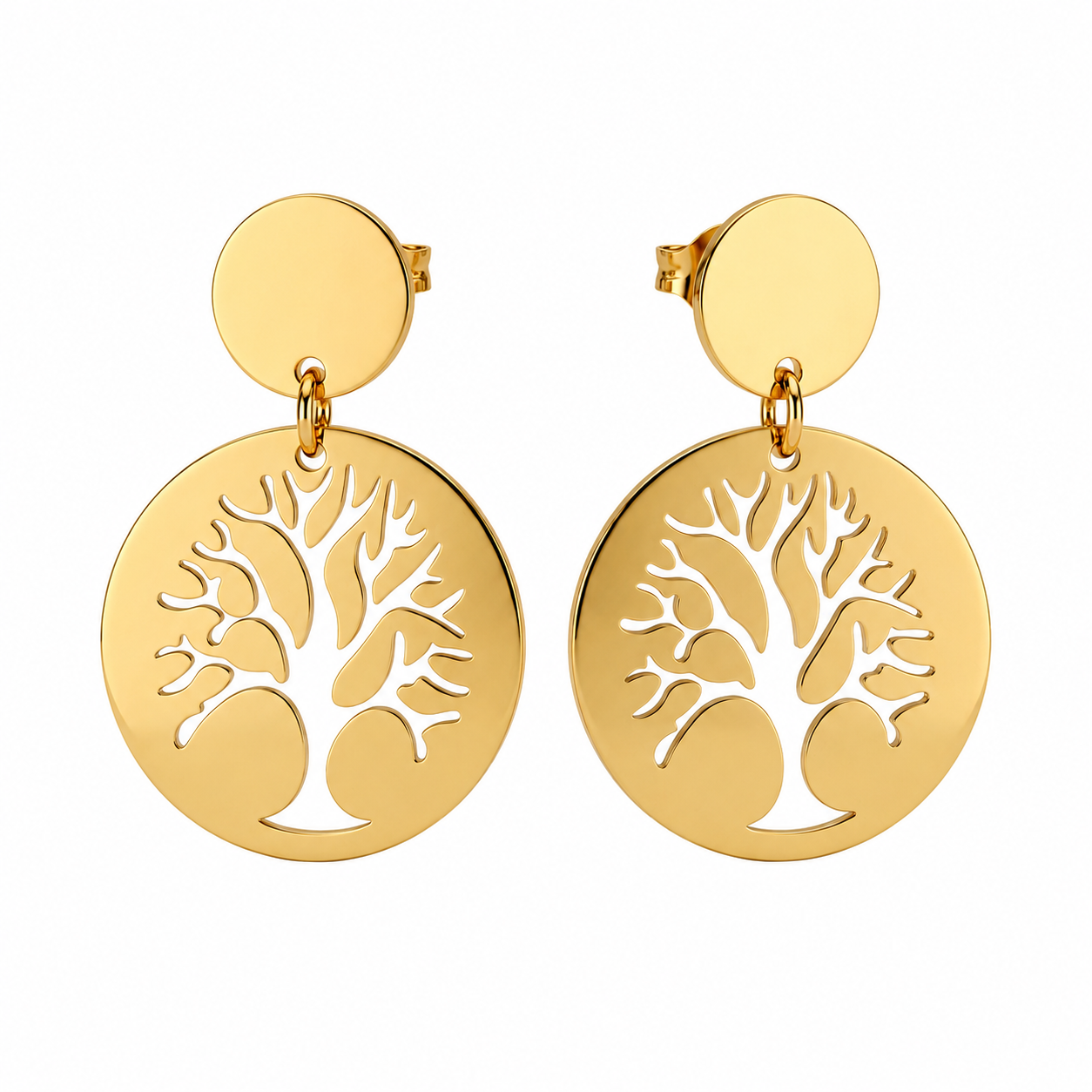 Golden Tree of Life Drop Earrings