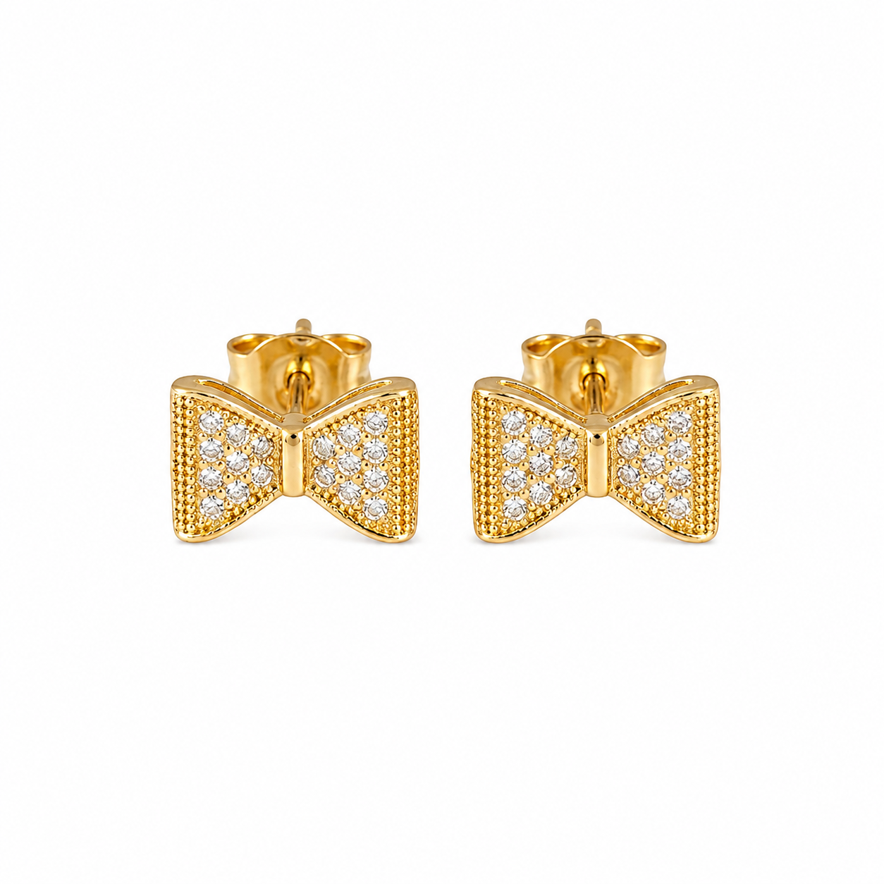 Sparkling Bow Tie Stud Earrings