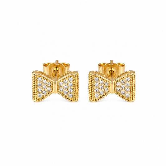 Sparkling Bow Tie Stud Earrings