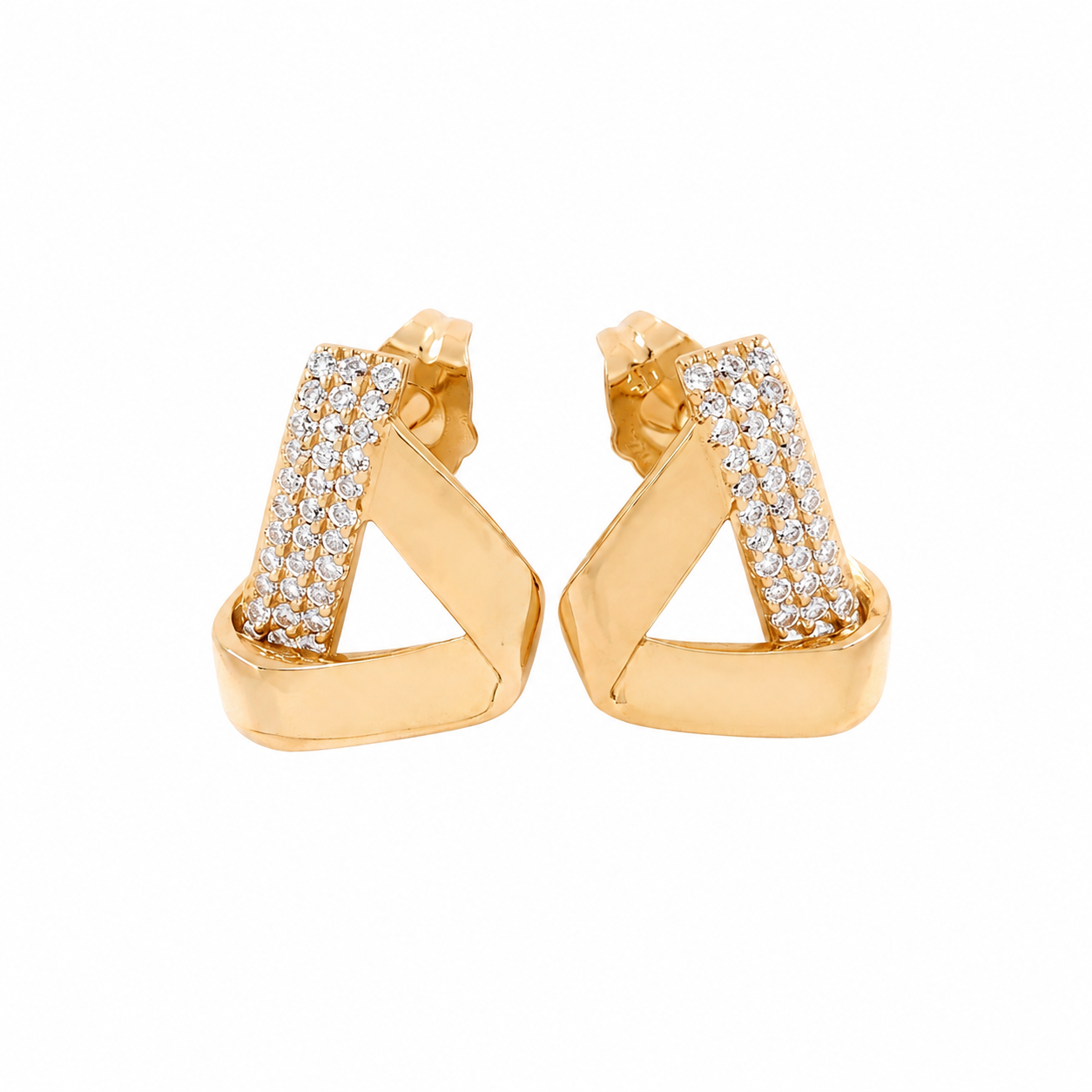 Sparkling Triangle Pave Hoop Earrings