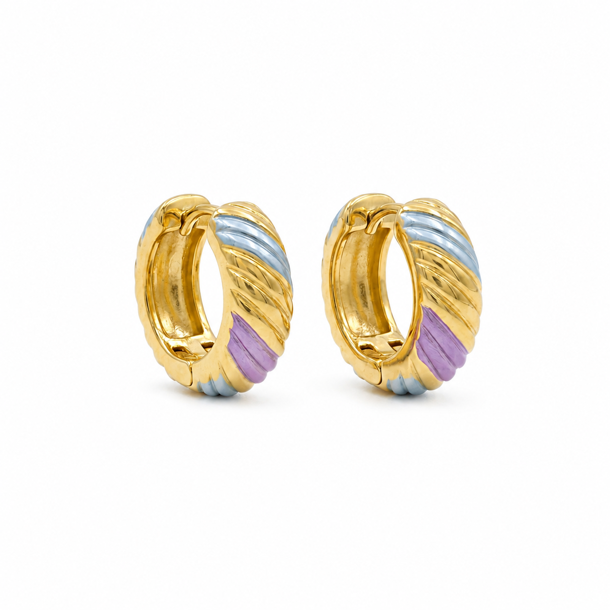 Tri-Color Gold Hoop Earing