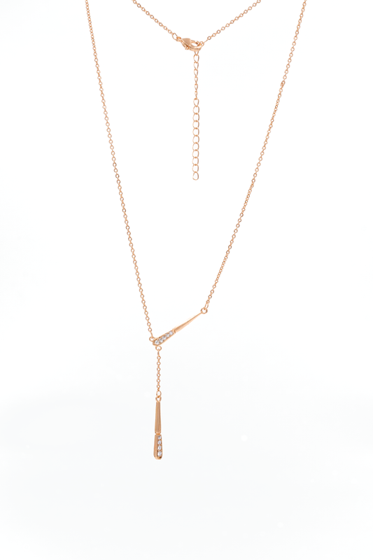 Golden Sleek Drop Pendant Necklace