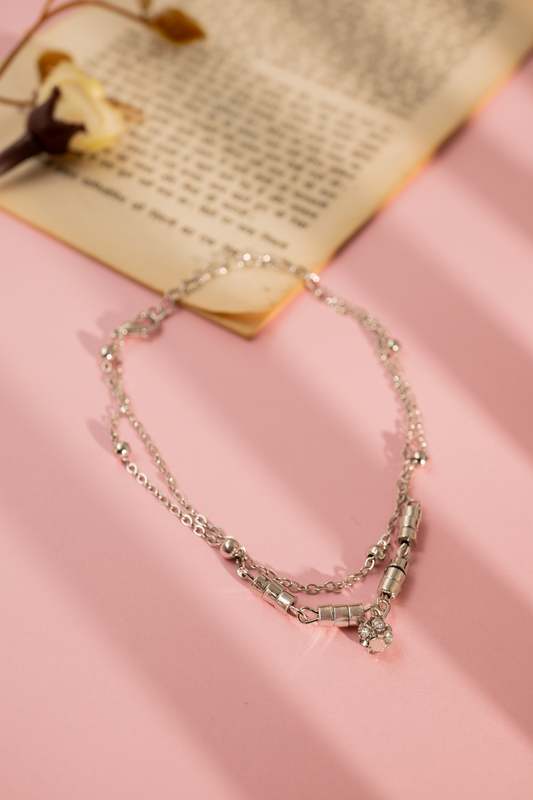 Silver Chic Layered Anklet