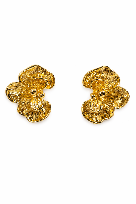 Gold-Tone Floral Statement Stud Earrings