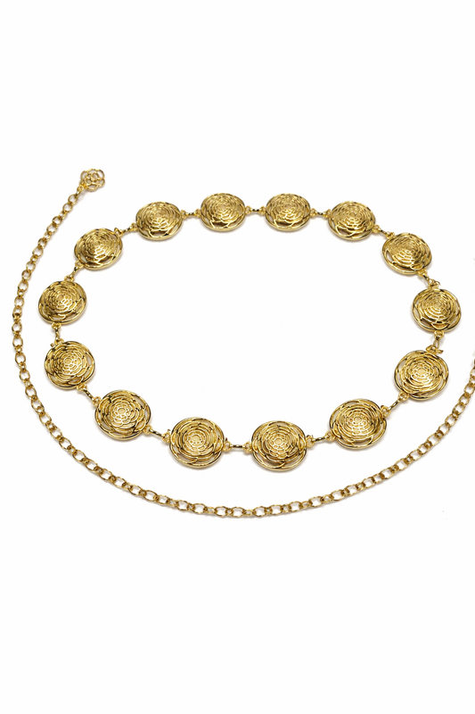 Golden Floral Disc Waist Chain Belt