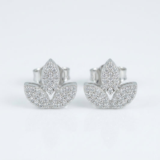 Triple Leaf Sparkle Stud Earrings