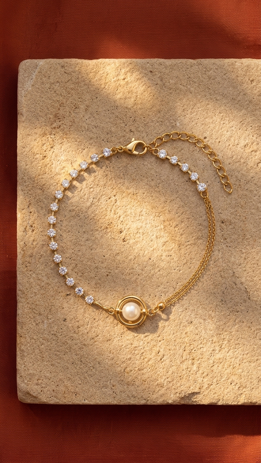 Elegant Pearl & Crystal Chain Anklet