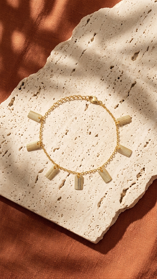 Golden Drape Charm Anklet