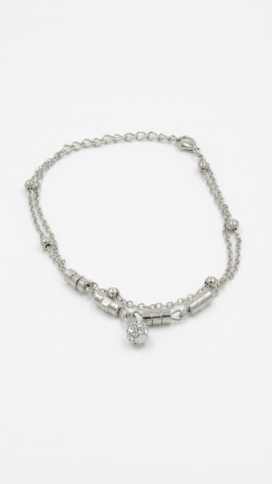 Silver Chic Layered Anklet